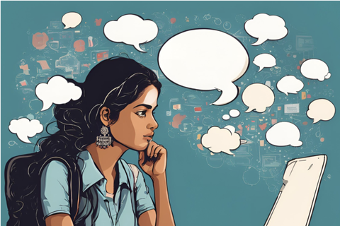 student thinking about creating a software